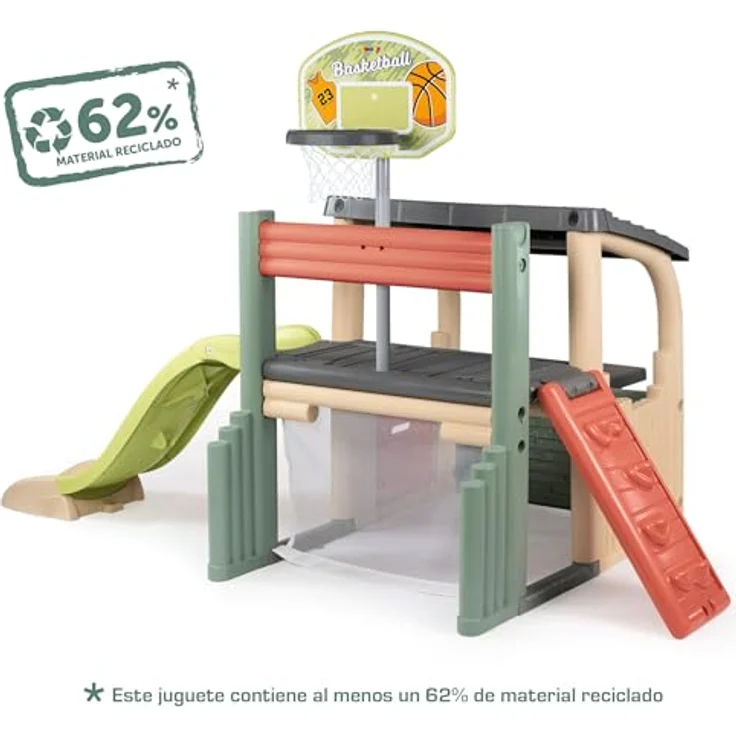 Smoby Fun Center Sport-Spielhaus, XXL Outdoor-Kinderhaus mit Multi-Sportbereich & Rutsche, 62% Recycling-Anteil, 284x203x176 cm, für Kinder ab 2 Jahren – Bild 2