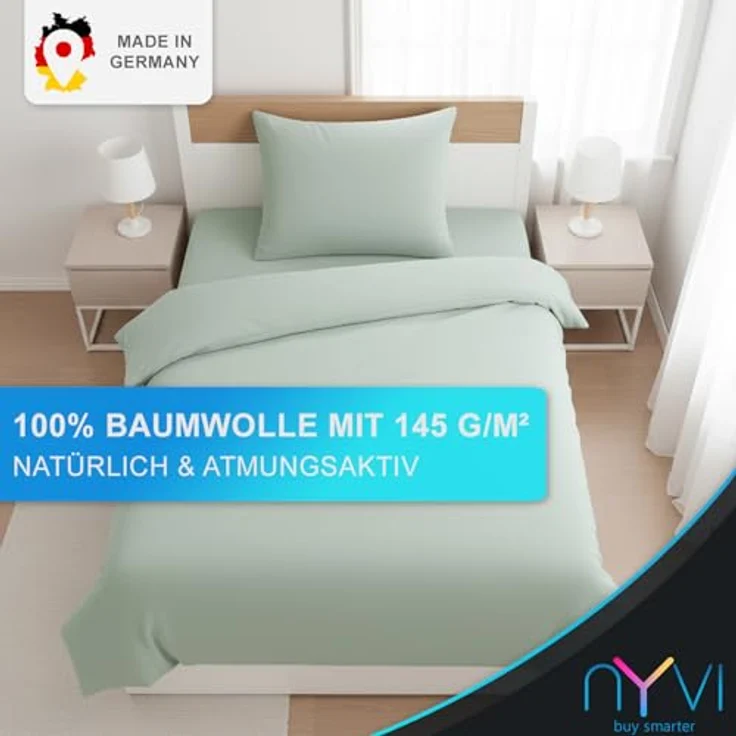 NYVI Biber Winter Bettwäsche Deluxe mit Reißverschluss - 100% Baumwolle, 145g/m², Einlaufschutz - 135x200 cm, Schwarz – Bild 2