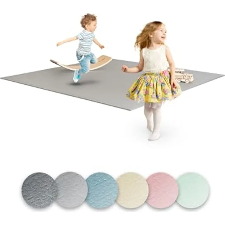 Ehrenkind® Krabbelmatte PRO, extra dick und soft, Oeko-Tex 100, 180x120cm, hellgrau, Made in Germany
