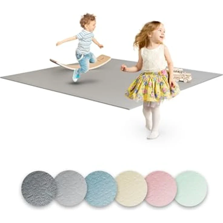 Ehrenkind® Krabbelmatte PRO, extra dick und soft, Oeko-Tex 100, 180x120cm, hellgrau, Made in Germany – Bild 1