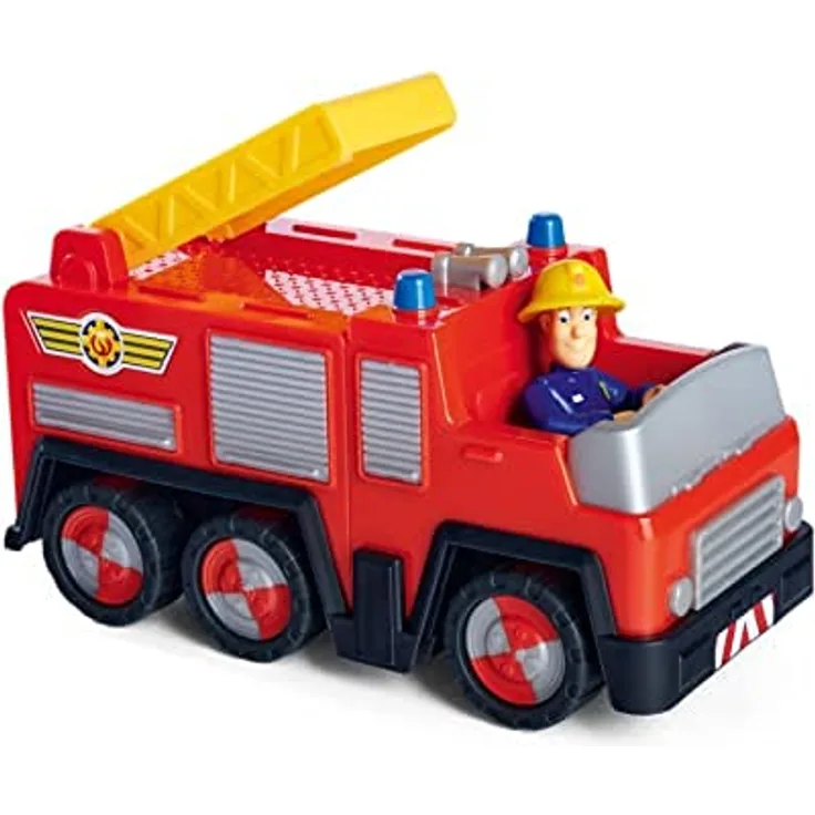 Simba Feuerwehrmann Sam Mini-LKW Jupiter Fahrzeug 17 cm mit beweglicher Figur - inklusive Feuerwehrmann Sam - Spielzeugauto