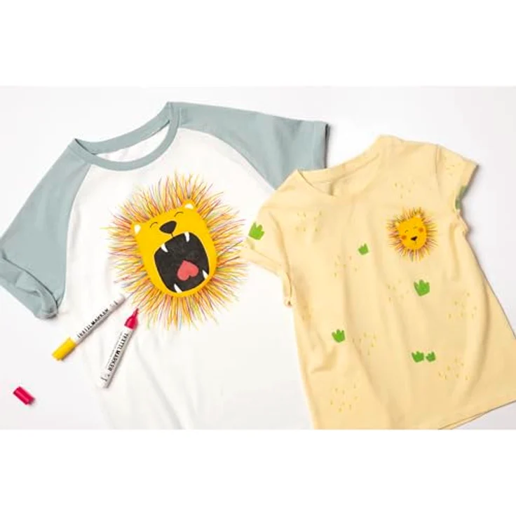 folia Basic Edition Textilmarker, 6 St. farbsortiert in gelb, pink, rot, dunkelblau, schwarz und dunkelgrün, wasserfest und lichtbeständig – Bild 5