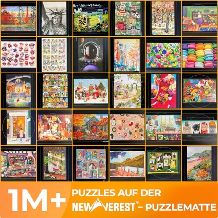 Newverest Puzzlematte zum Aufrollen 117 x 66 cm, für bis zu 1500 Teile, rutschfeste Unterseite, glatte Oberfläche, 3 Sortierschalen und Tragetasche für Reisen – Bild 2