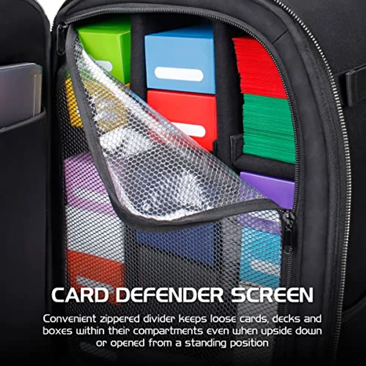 ENHANCE MTG-Rucksack - Sammleredition TCG-Rucksack für Deckboxen, gesleevte Karten, Spielmatten, MTG-Zubehör - Card Defender Screen, Drachen Schwarz – Bild 5
