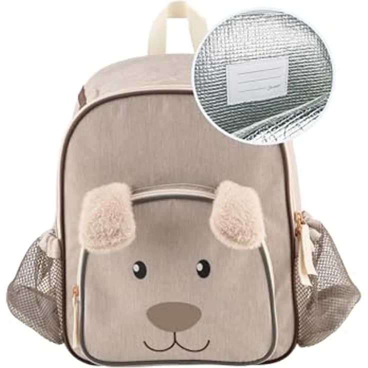 Sterntaler Rucksack Hund Lucky, Kindergartentasche aus wasserabweisendem Polyester mit Kühlfunktion, beige, verstellbaren Gurten und integrierter Adresskarte – Bild 2