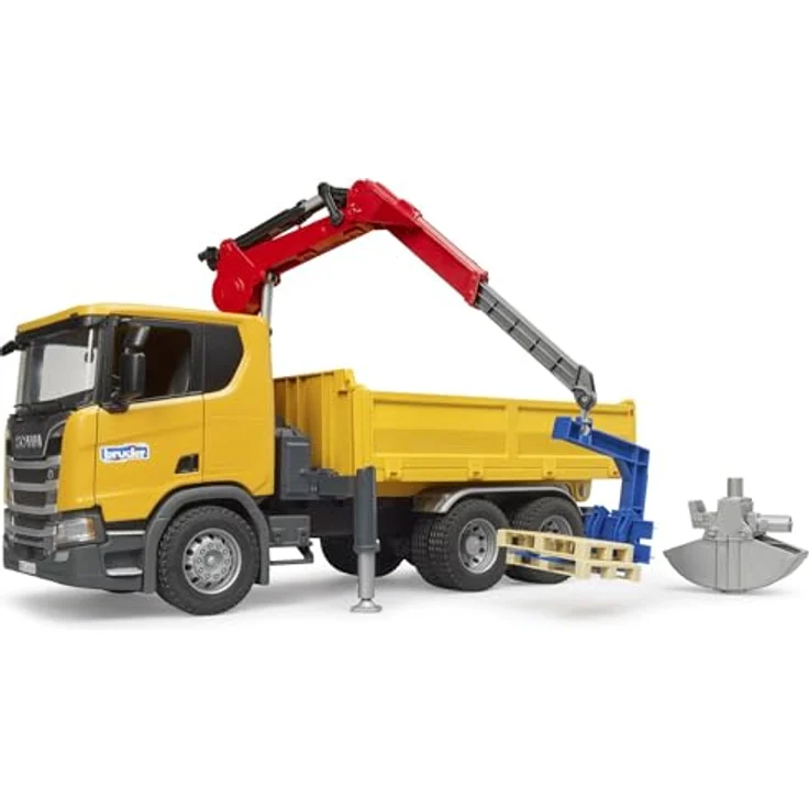 Bruder® Spielzeug-LKW 03551 Scania Super 560R, Baustellen-LKW mit Kran, 2 Paletten und teleskopierbarem Kranarm, für Kinder ab 4 Jahren – Bild 6