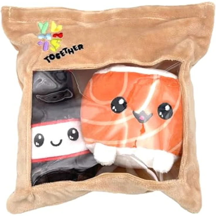 Joy Toy Yummis Together Plüschfiguren 2er-Pack Uramaki & Soya, Flauschig-weich, 15 cm, in Take Away Bag 21 x 21 cm – Bild 3