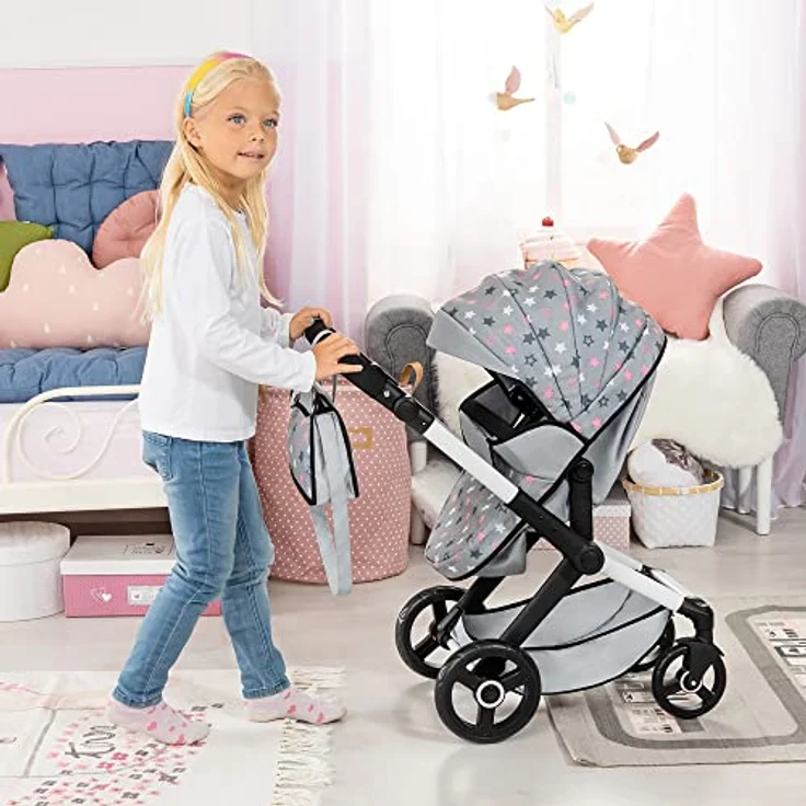 Bayer Design 17007AA Kombi-Puppenwagen Xeo mit Tasche, grau – Bild 6