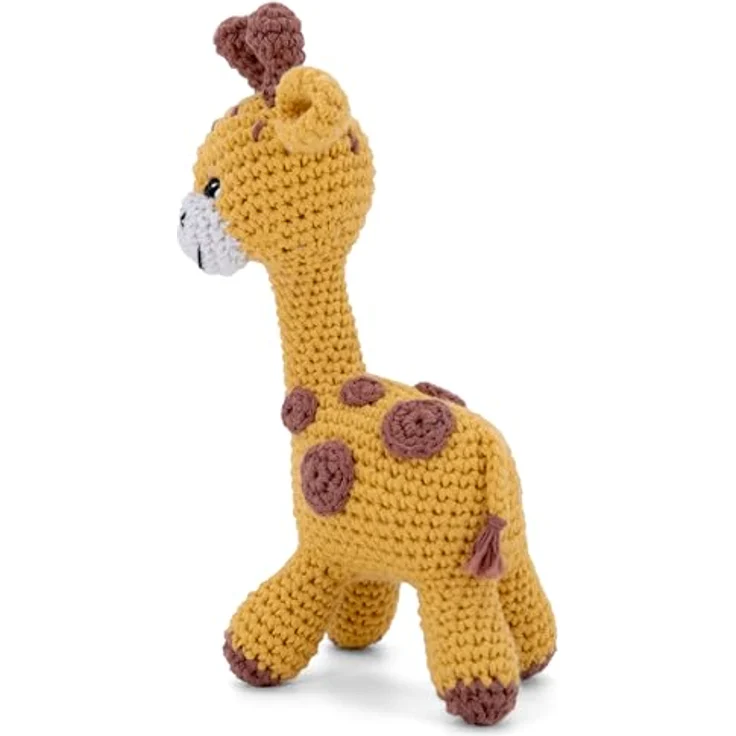 Gründl Häkelset Kuscheltier Giraffe Gina, Esel Eddy, Robbe Robby, Tiger Timmy, 100% Baumwolle in gelb, braun, weiß, inklusive Häkelnadel und Anleitung – Bild 3