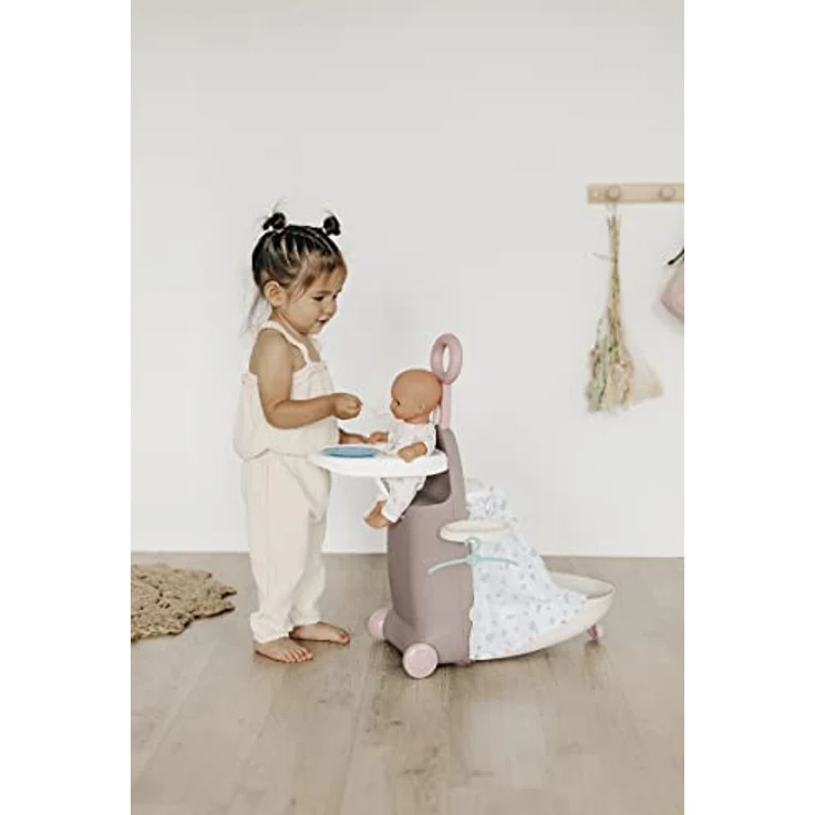 Smoby Toys - Baby Nurse Puppen-Trolley für Kinder - rollbarer Puppenkoffer mit ausklappbarem Schlaf- und Essbereich für Puppen bis 42 cm - ab 18 Monate – Bild 4
