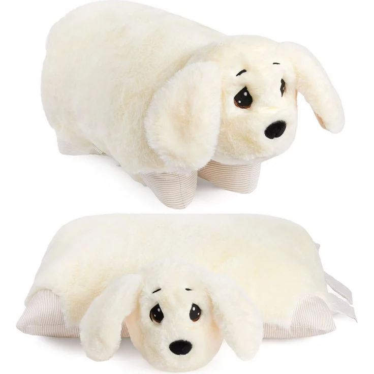 BRUBAKER Kuscheltier Kuscheltierkissen Hund - 2 in 1 Plüschtier und Kuschelkissen (40 x 30 cm, Tierkissen Hundekissen Stofftier), Kuschelhund - aufklappbares Plüschkissen mit Klettverschluss, Braun – Bild 1