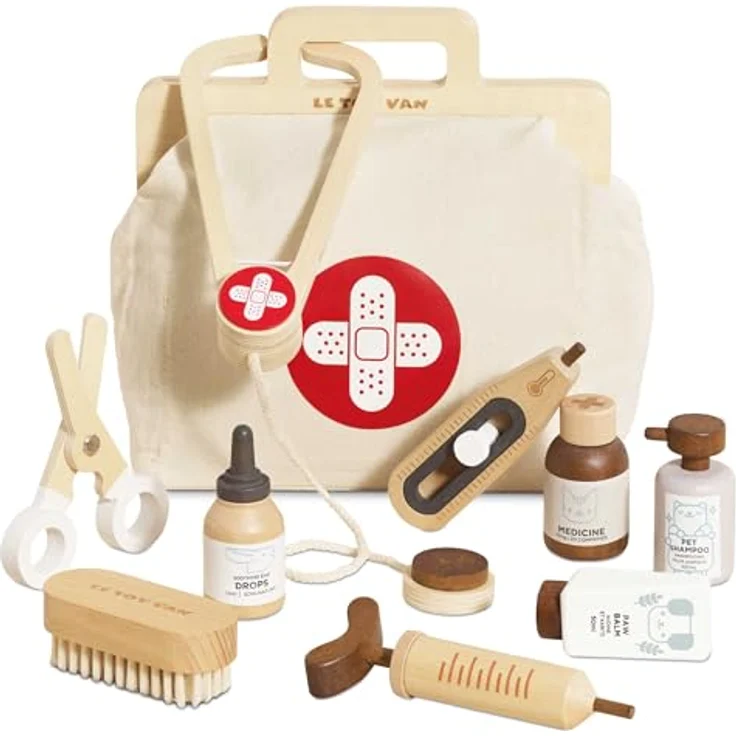 Le Toy Van TV292 Arztkoffer aus Holz für Kinder, 10-teiliges Montessori Spielzeug, inklusive Zubehör, FSC-zertifiziert, 22 x 14,5 x 15 cm – Bild 1