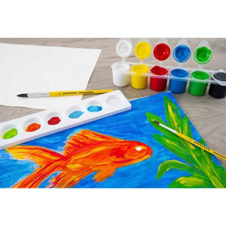 Eberhard Faber 575506 EFA Color, Tempera-Malset mit 6 Farben à 25 ml und Mischpalette, farbintensiv und lichtecht – Bild 5
