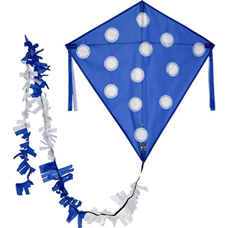 Wolkenstürmer - Farbenfroher Kinderdrachen Eddy Pünktchen blau - 1-Leiner Drachen & Flugspielzeug mit Gestänge - Kinderdrachen ab 3 Jahren - mit praktischer Aufbewahrungstasche