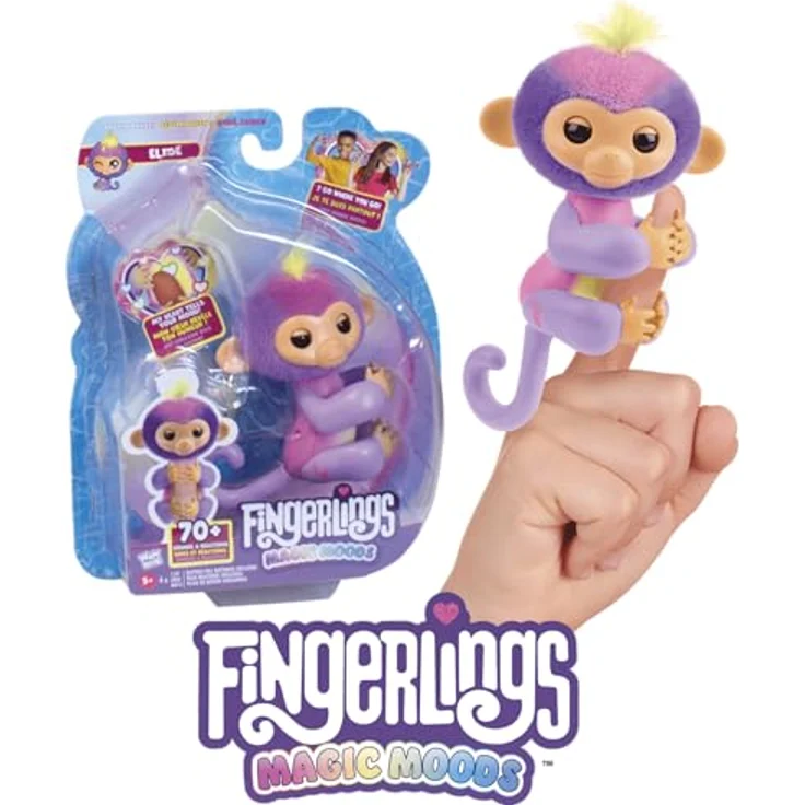 Lansay Fingerlings – Magic Moods Elise – Interaktives Plüschtier mit 70 Geräuschen und Reaktionen, für Kinder ab 5 Jahren, Affe, Batterie enthalten – Bild 2