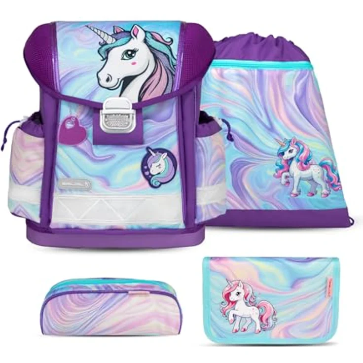 Belmil Classy Schulranzen Set 4-teilig (403-13/AG/S) (Unicorn Dream) - Ergonomisches Schulranzen-Set für die Grundschule, leicht, wasserdicht, AGR geprüft – Bild 1
