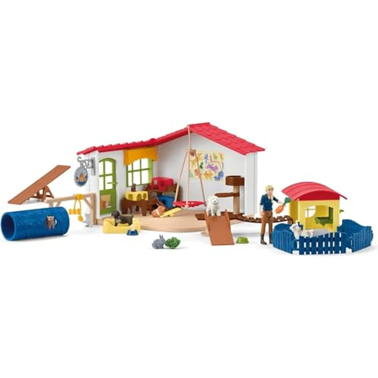 Schleich Tierhotel 42607, Farm World mit Hundeparcours, Kratzbaum und Wippe für Katzen und Meerschweinchen, NEU Juli 2023 – Bild 2