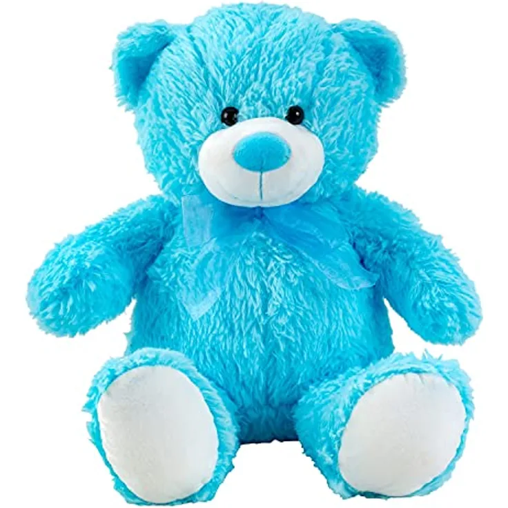 Geschenkestadl Teddybär Blau mit Schleife, 50 cm Kuscheltier für Kinder