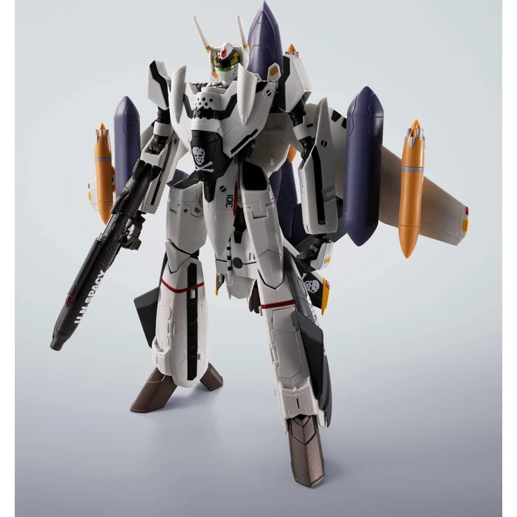 Bandai Tamashii Nations Macross Hi-Metal R Actionfigur VF-0S Phoenix (Roy Focker Use) & QF-2200D-B Ghost Set, 14 cm, beweglich aus ABS, PVC und Metall