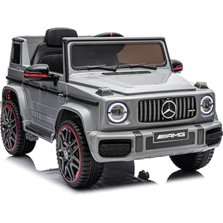 FINOOS Mercedes Benz G63 Kinder Elektroauto 12V mit Fernbedienung, grau, 2 Motoren, LED-Scheinwerfer, USB/AUX/SD-Slot, Sicherheitsfunktionen – Bild 6
