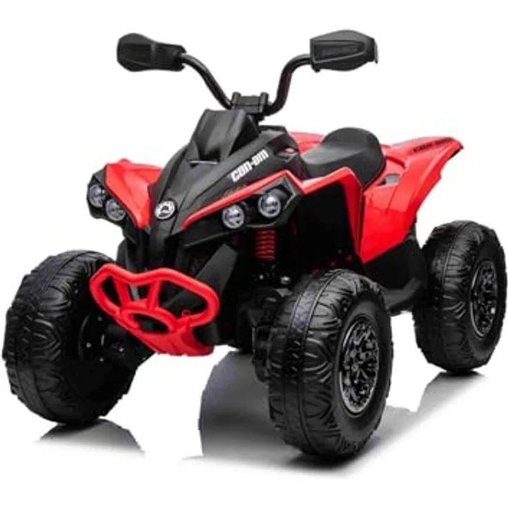 RIRICAR Kinder Elektro Quad 12V Can-am Renegade, rot, Einsitzer mit LED-Leuchten, 12-V-Batterie, 2 x 35-W-Motoren, weiche Eva-Räder, MP3-Player