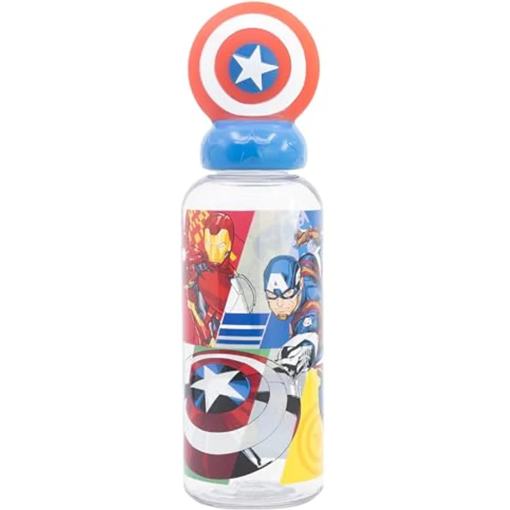 Stor Wiederverwendbare 3D-Flasche 560 ml | AVENGERS SEVEN WONDERS CAPTAIN AMERIKA, BPA-frei, offizielles Lizenzprodukt – Bild 1