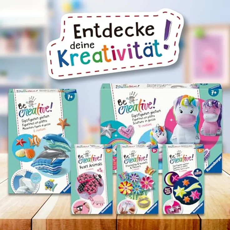 Ravensburger BeCreative Midi, Kreativset Gipsfiguren gießen Einhorn, DIY Bastelset für Kinder ab 7 Jahren, Made in Europe – Bild 5