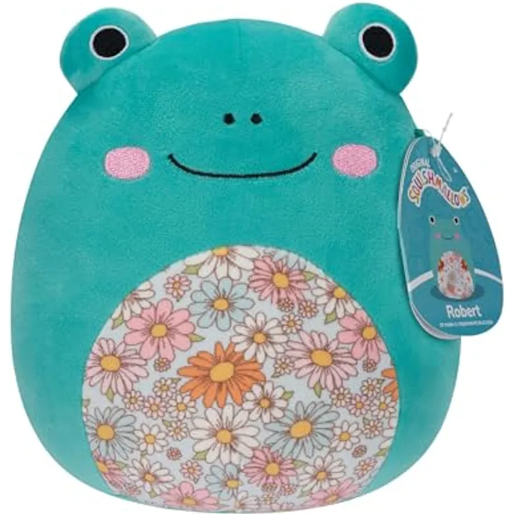 Squishmallows SQCR05383 - Robert der Frosch mit geblümtem Bauch 19 cm, superweiches Kuscheltier, offizielles Jazwares Plüsch, in grün