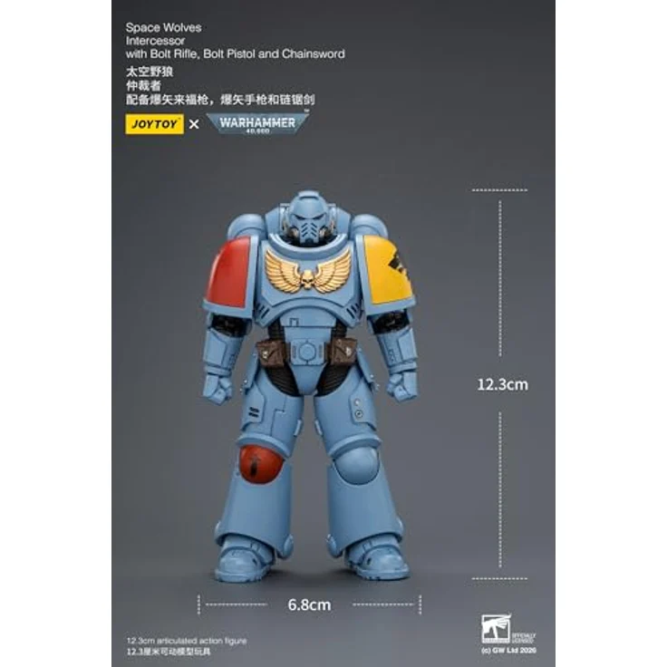 Joy Toy Warhammer 40,000 Space Wolves Intercessor Figur, 12 cm hoch, vollständig beweglich mit Bolzengewehr und Kettenschwert – Bild 9