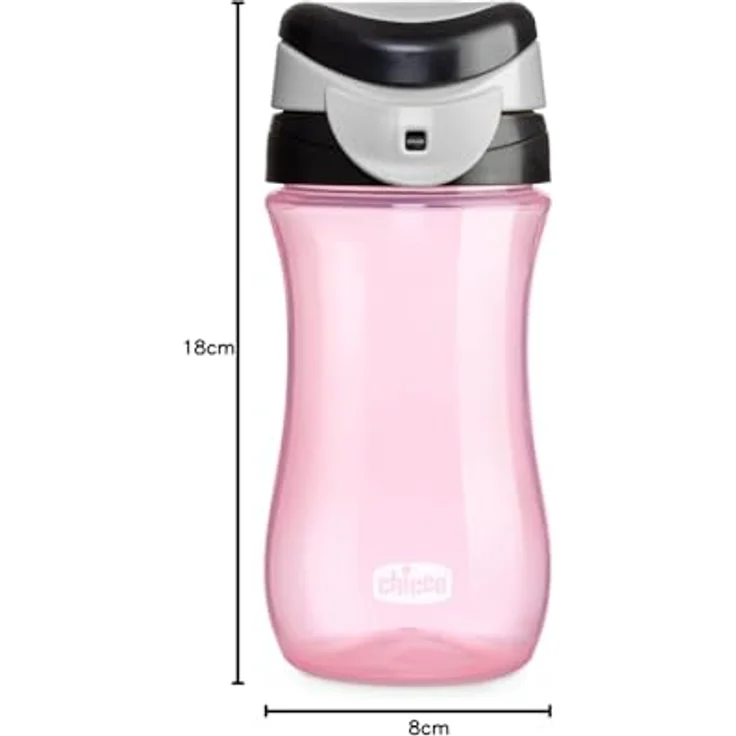 Chicco Travel Cup, Kindertrinkbecher mit praktischer Öffnung, hermetischem Verschluss, leicht zu tragen, 350 ml, Rosa – Bild 2