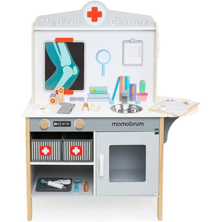 Mamabrum,Holz Arzneischrank Krankenhaus XXL - Arzt Set mit Zubehör, 20 Stück Realistisches medizinisches Zubehör – Bild 5