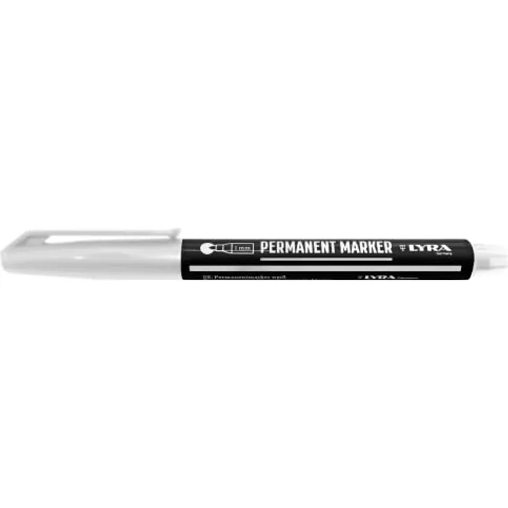 LYRA L4060001-1, Permanentmarker weiß 1mm, für professionelle Markierungen auf glatten und rauen Oberflächen, 1 Stück
