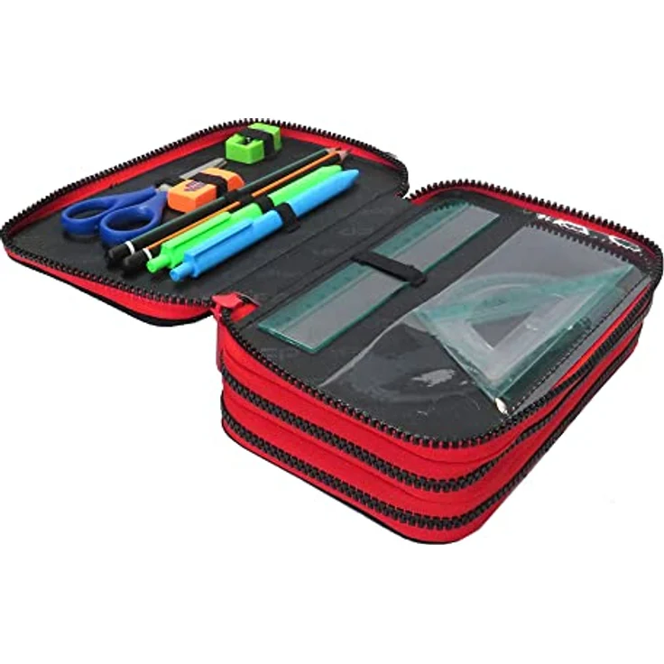 CoolPack XXL pencil case, 3-compartment school pencil case, triple pencil case, ombre gradient cranberry pencil case, 44-piece filled pencil case, 3-tier, red, Pencil case – Bild 5