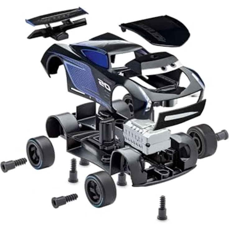 Revell® Modellbausatz Build&Play, Disney Pixar CARS Jackson Storm, mit Licht- & Soundeffekten, schwarz mit blauen Neon-Akzenten, ab 4 Jahren – Bild 6