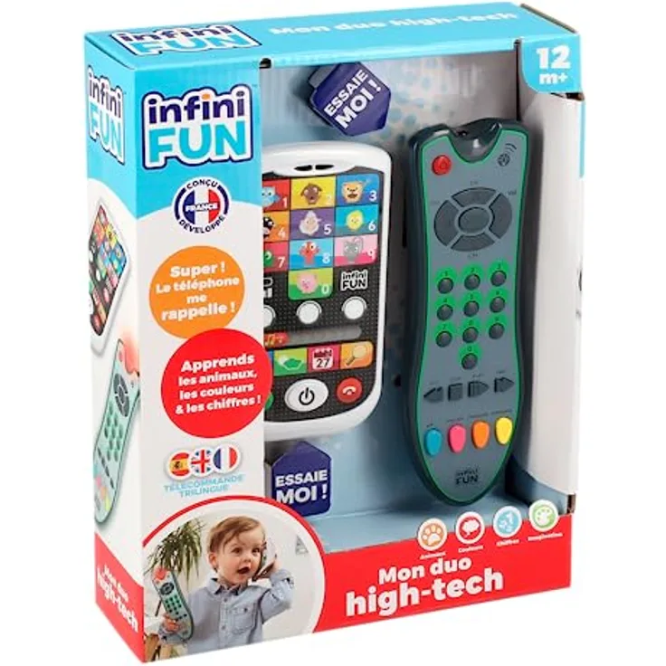 Natec I13931FR DISET INFINIFUN, Lernspielzeug mit dreisprachiger Fernbedienung für Kinder, interaktives Telefon zum Erlernen von Zahlen und Farben