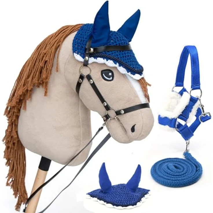 Hobby Horse Land Perlino A3 – Steckenpferd mit Trense und Set Blau, robust und detailverliebt, für Kinder ab 5 Jahren – Bild 1