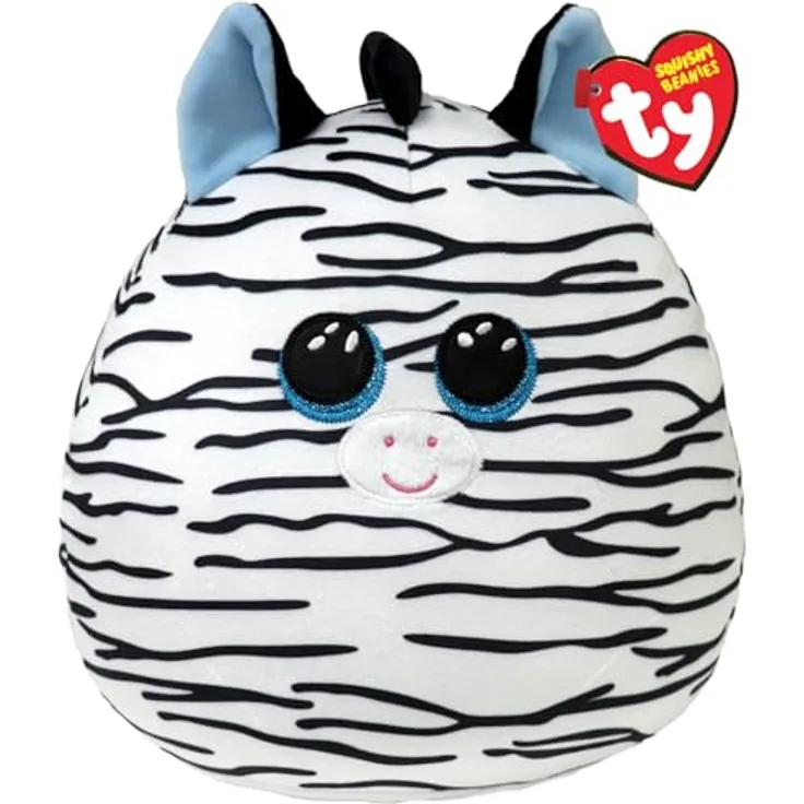 TY Xander Zebra Squish a Boo 10 Inches - Baby Soft Plush Toy - Collectible Cuddly Stuffed Teddy, Black and White