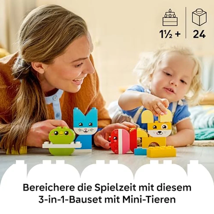 LEGO DUPLO 3-in-1 Kreative Tiere, Kleinkinder Lernspielzeug zur Förderung der Feinmotorik mit Hund, Katze, Vogel und Fisch, ab 1 Jahr, 10477 – Bild 2