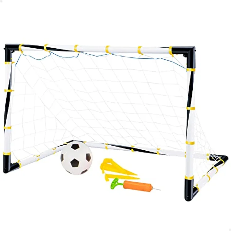 COLORBABY 43690 Faltbares Fußballtor mit Ball und Pumpe CBtoys, bunt, Portería 100 x 81 x 81 cm