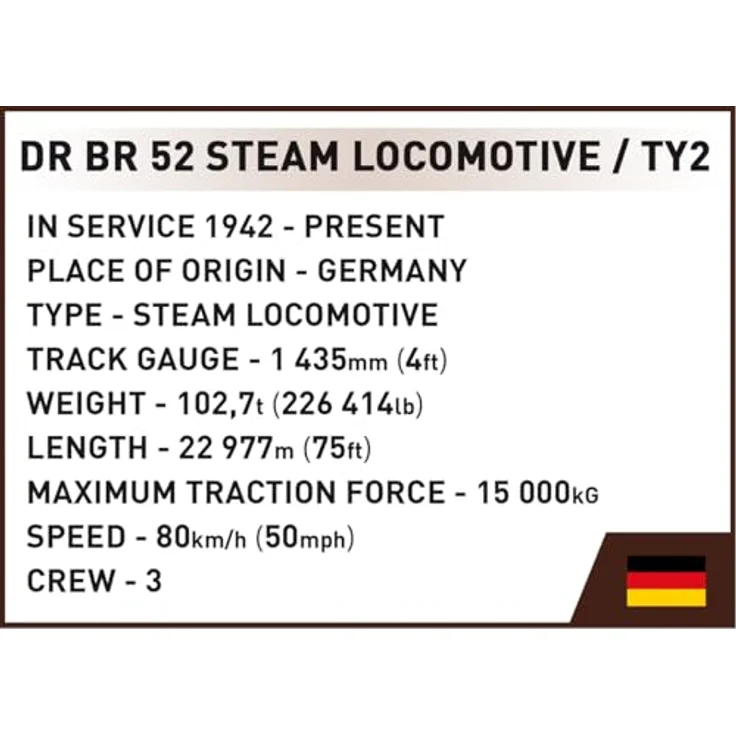 Cobi DR BR 52 Dampflokomotive & Bahnsignal, 2-in-1 Edition, Maßstab 1:35, mit deutschen und polnischen Markierungen – Bild 12