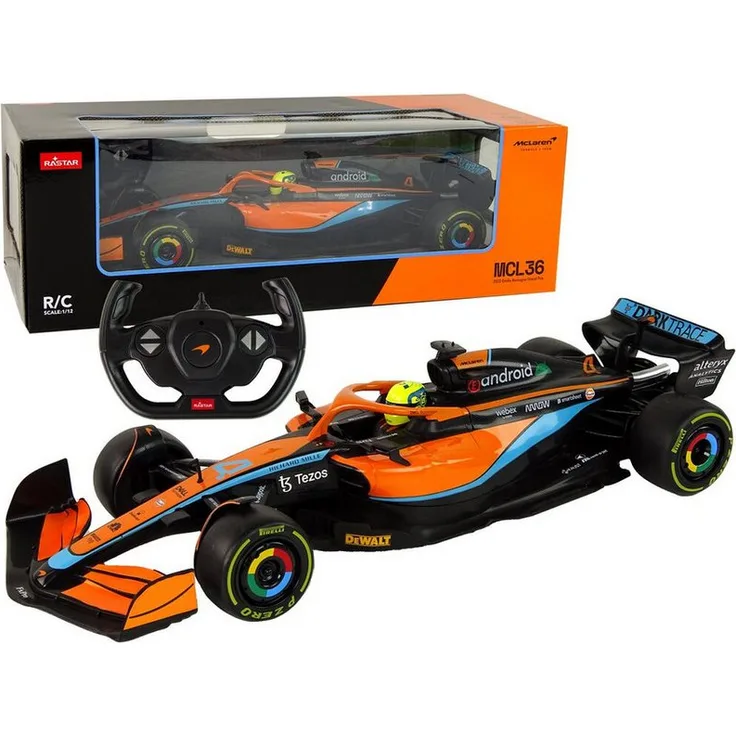 Wisam RC-Auto McLaren F1, ferngesteuertes RC-Rennauto Rastar, orange, 1:12, kinderfreundliche Bedienung, robuste Verarbeitung