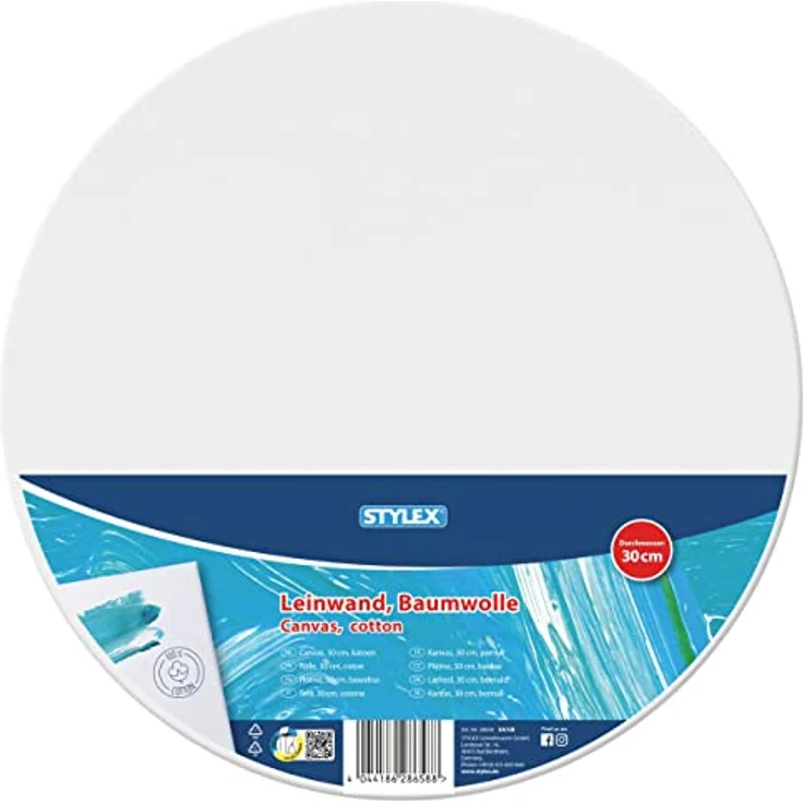 Stylex 28658-P6 - Keilrahmen rund, Durchmesser 30 cm, mit Leinwand aus 100 % Baumwollgewebe bespannt, grundiert, für Öl-, Acryl- und Temperafarben, Gouache - Malerei, 6 Stück – Bild 2