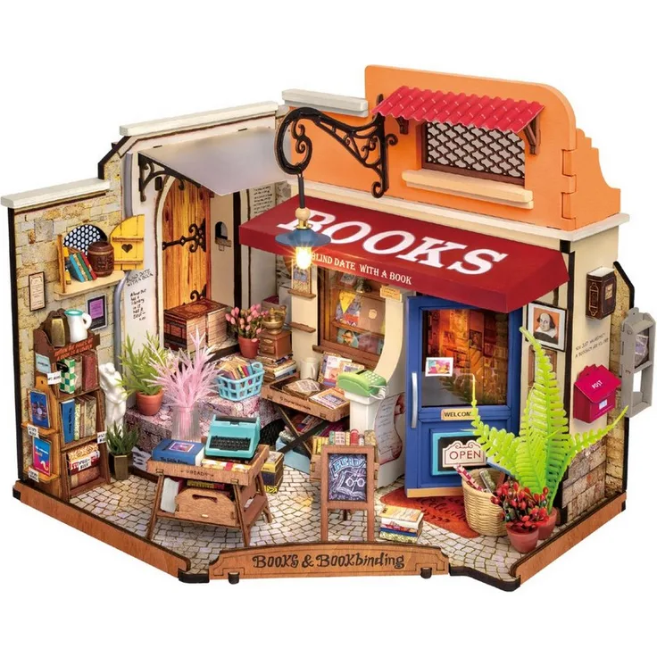 ROLIFE 3D-Puzzle DIY Miniature House "Corner Bookstore", 108 Puzzleteile mit detailliertem Design für Bastel- und Spielspaß