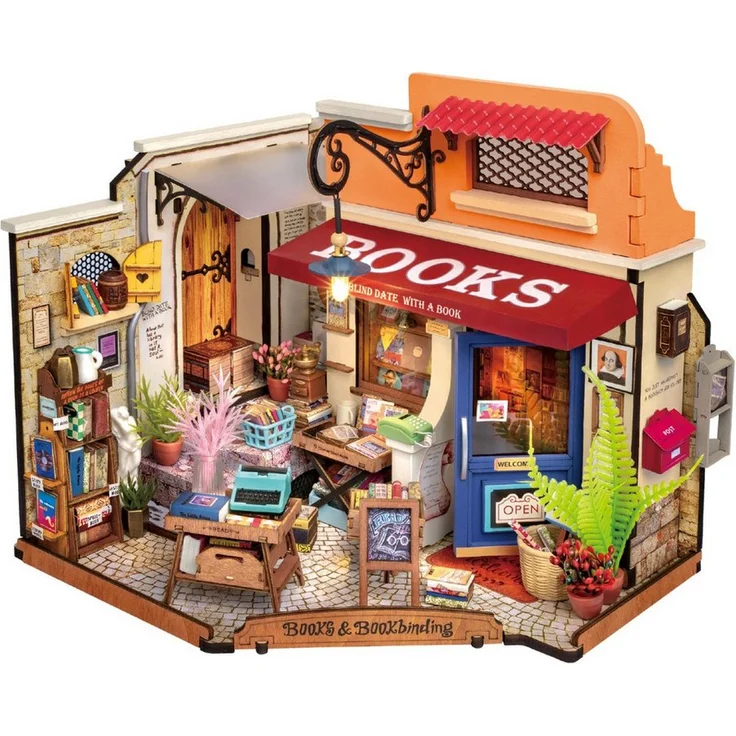 ROLIFE 3D-Puzzle DIY Miniature House "Corner Bookstore", 108 Puzzleteile mit detailliertem Design für Bastel- und Spielspaß