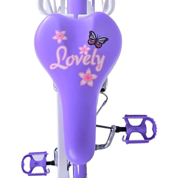 Volare Lovely 20 Zoll Kinderfahrrad, Lila, 1 Gang, mit Korb, Seitenständer und höhenverstellbarem Sattel – Bild 8
