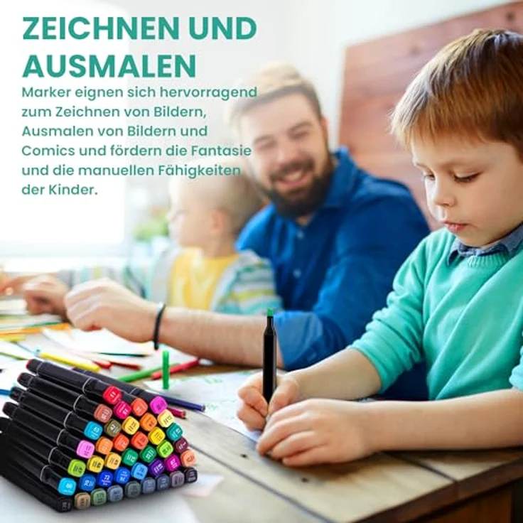 Extralink MARKERY, 80er Set Filzstifte in gemischten Farben (Karmin, Burgund, Blauviolett, Aqua, Mandel, Anthrazit, Chrome, Schwarz, Braun) – Bild 4