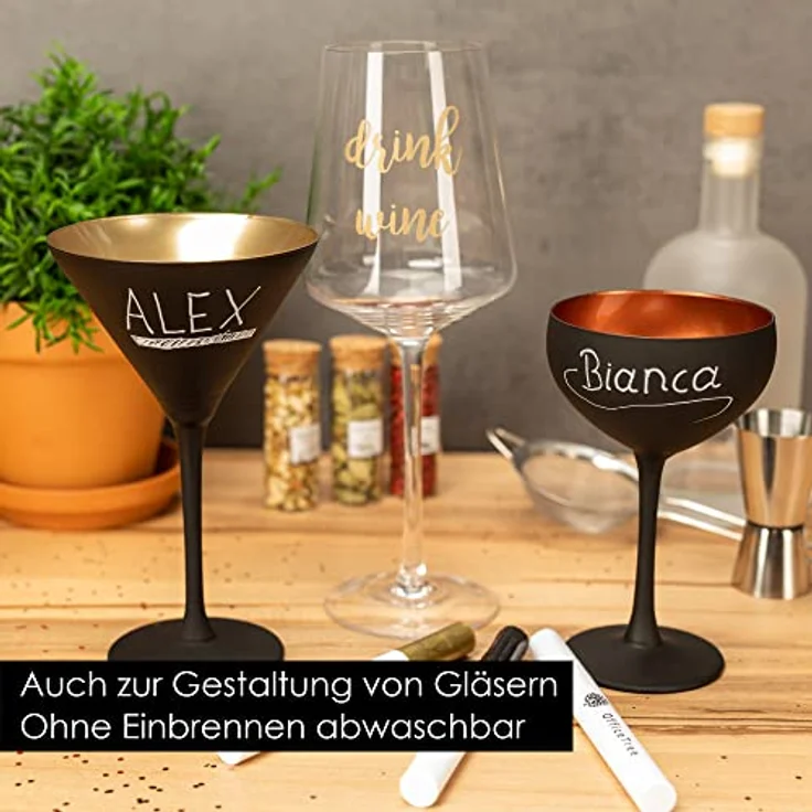 OfficeTree 12x Porzellanstifte Spülmaschinenfest - 12 Farben und 5 Schablonen - Glas und Porzellanstifte auf Wasserbasis - Glasmalstifte Spülmaschinenfest - Keramikstifte zum bemalen und verzieren – Bild 5