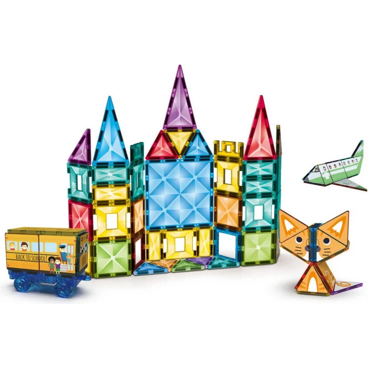 Jollity Magnetische Bausteine Spielzeugset, 100 Teile, bunt, fördert räumliches Denken und Feinmotorik