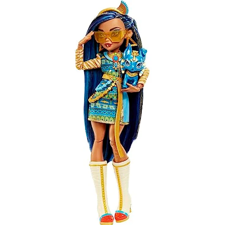 MONSTER HIGH Cleo de Nile Puppe - Königliches Outfit, Killerstiefel, Pyramidenrucksack, Zubehör, für Kinder ab 6 Jahren, HHK54 – Bild 3