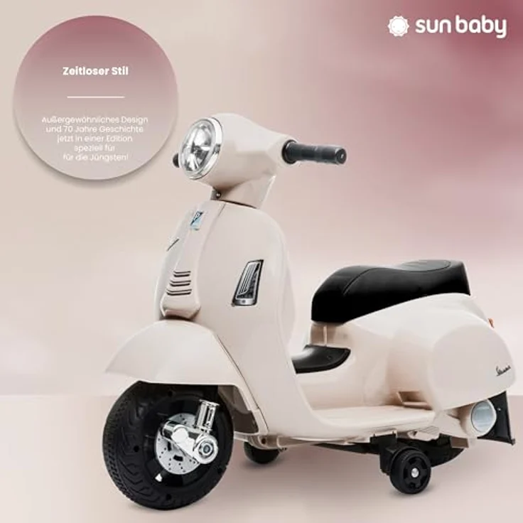 Sun Baby Vespa Kinderroller Elektroroller Kinder Elektrofahrzeug Kinderfahrzeug (Weiß) - Offiziell lizenzierter Vespa-Rutscher, max. Belastung 25 kg, EN71-zertifiziert – Bild 2